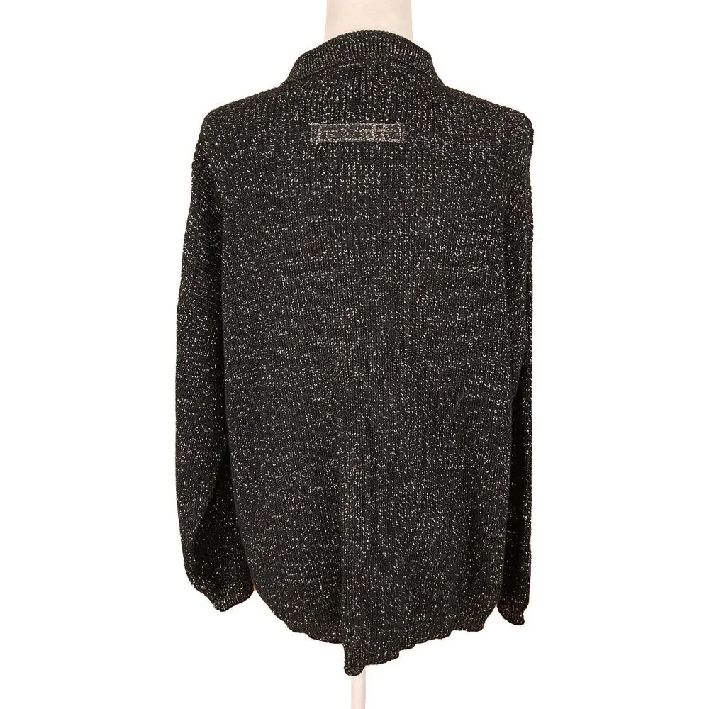 Vintage '80s Pierre Cardin Women's Sweater Size M Black Gold Metallic Pocket
